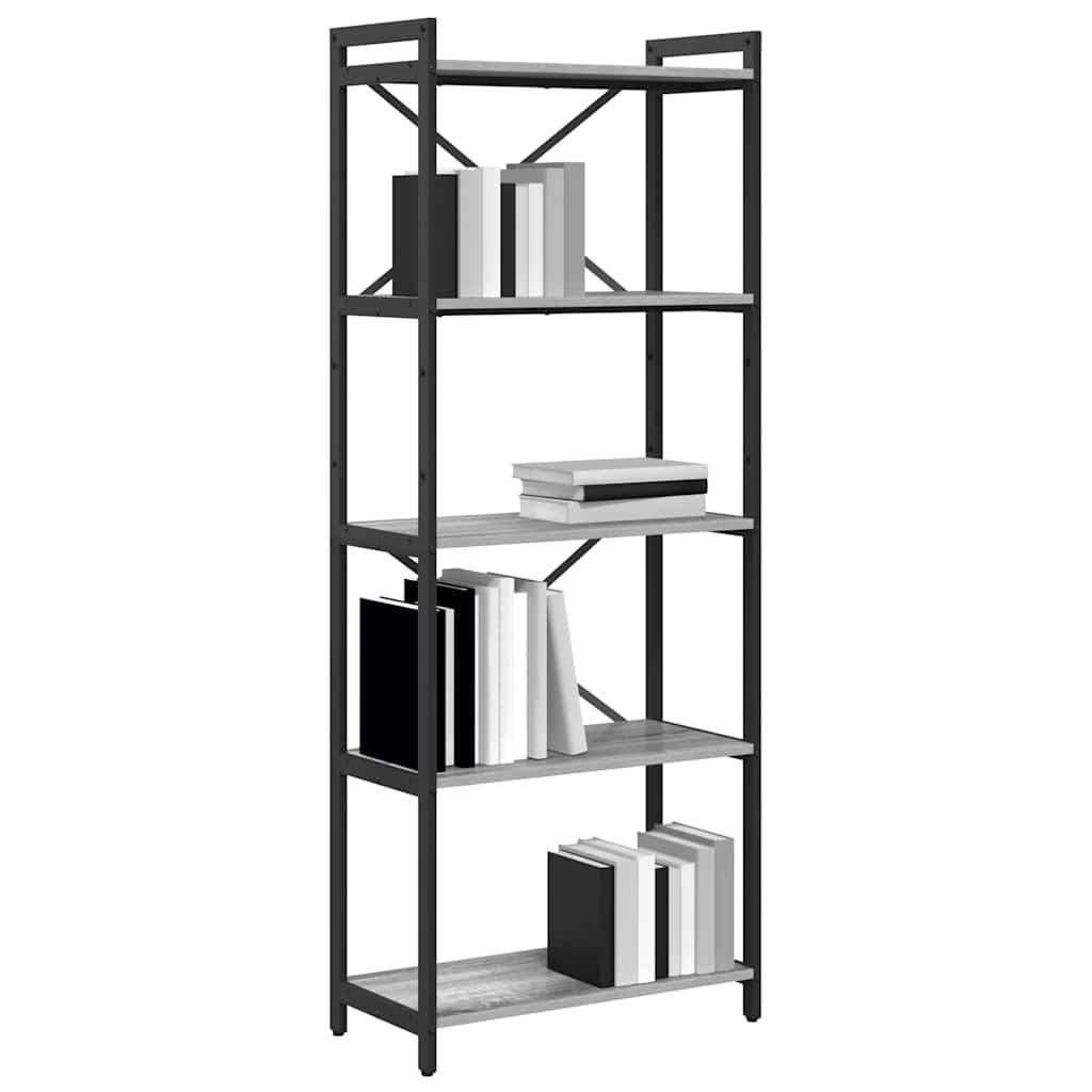 vidaXL Bookshelf 60 x 30 x 155 cm Engineered Wood Grey sonoma