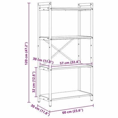 vidaXL Bookshelf Black Oak 60 x 30 x 120 cm Engineered Wood