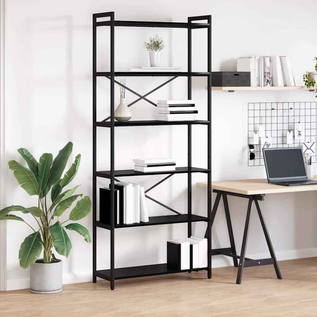 vidaXL Bookshelf 80 x 30 x 189.5 cm Engineered Wood Black Oak