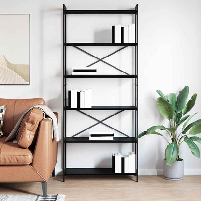 vidaXL Bookshelf 80 x 30 x 189.5 cm Engineered Wood Black Oak