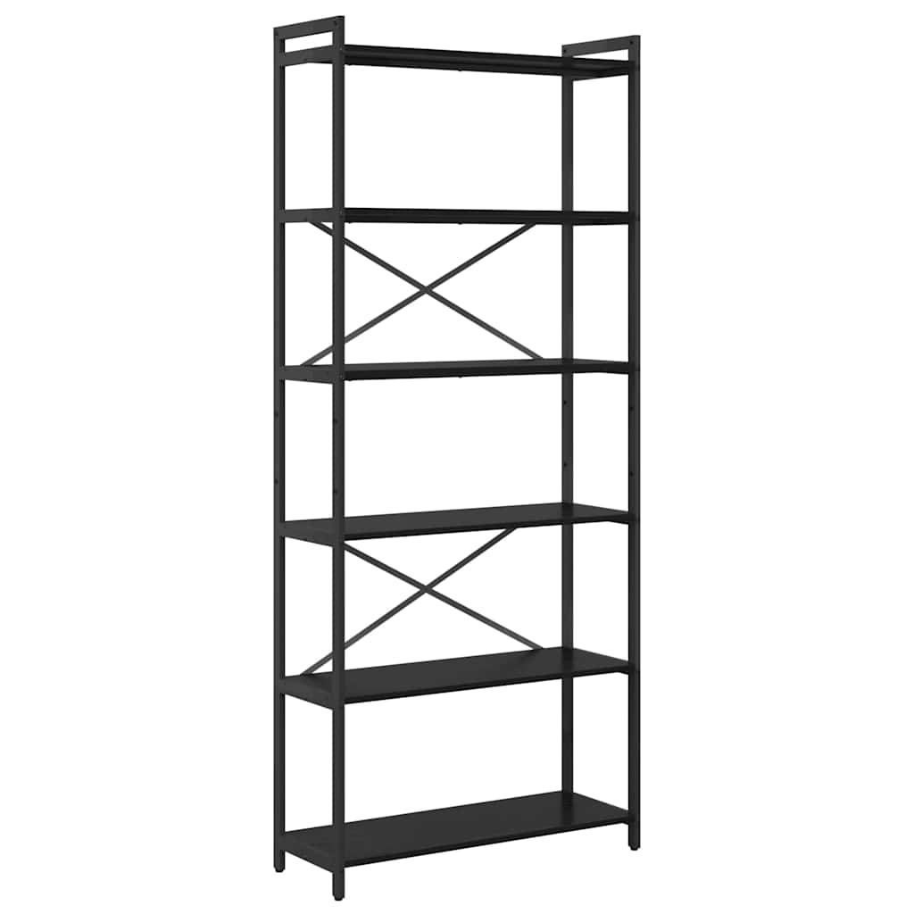 vidaXL Bookshelf 80 x 30 x 189.5 cm Engineered Wood Black Oak