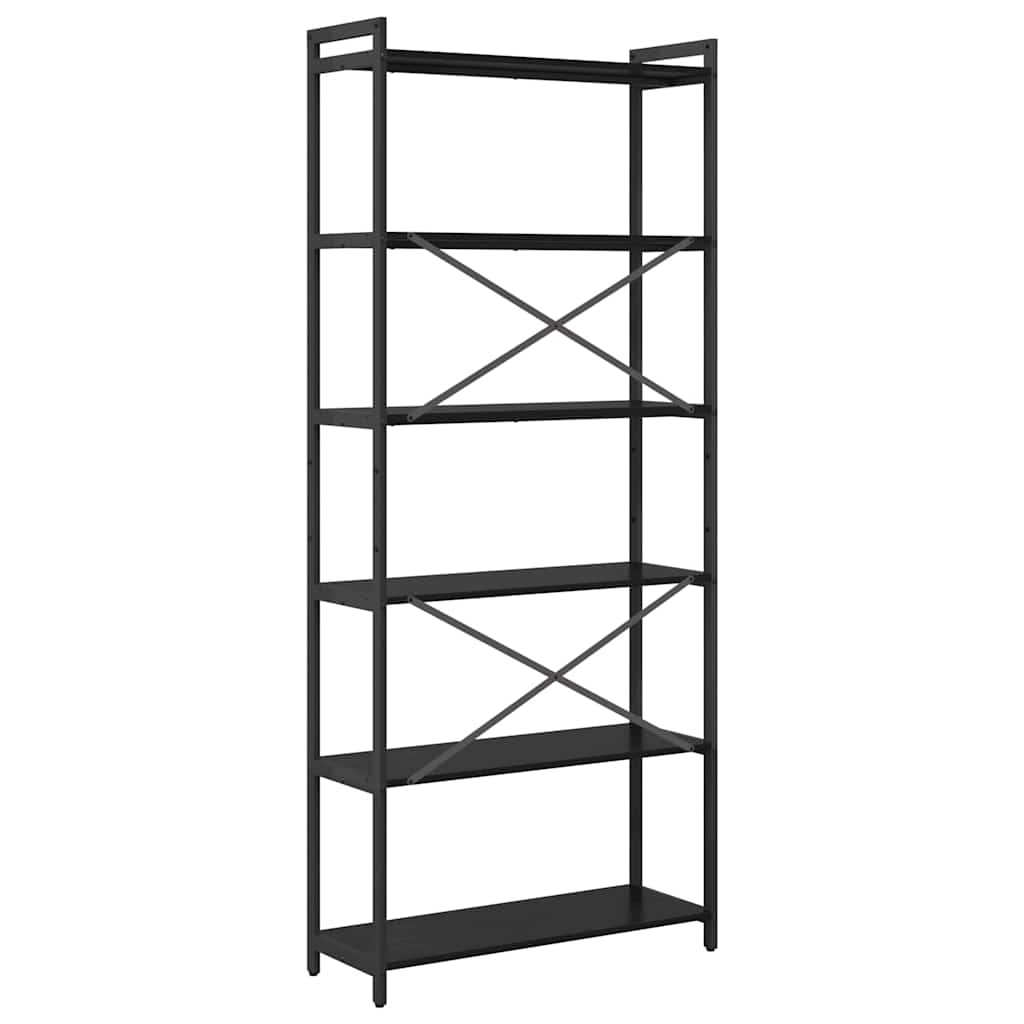 vidaXL Bookshelf 80 x 30 x 189.5 cm Engineered Wood Black Oak