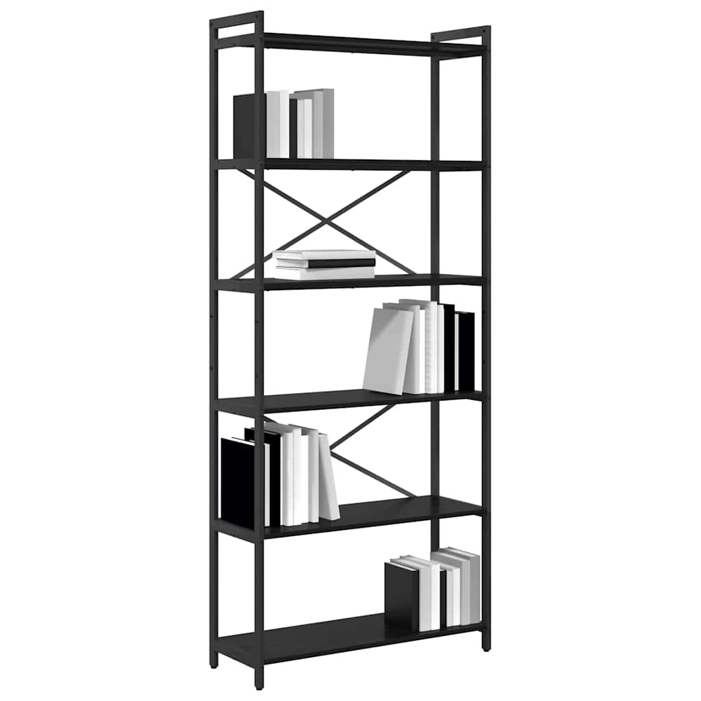 vidaXL Bookshelf 80 x 30 x 189.5 cm Engineered Wood Black Oak