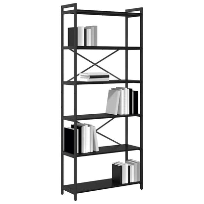 vidaXL Bookshelf 80 x 30 x 189.5 cm Engineered Wood Black Oak
