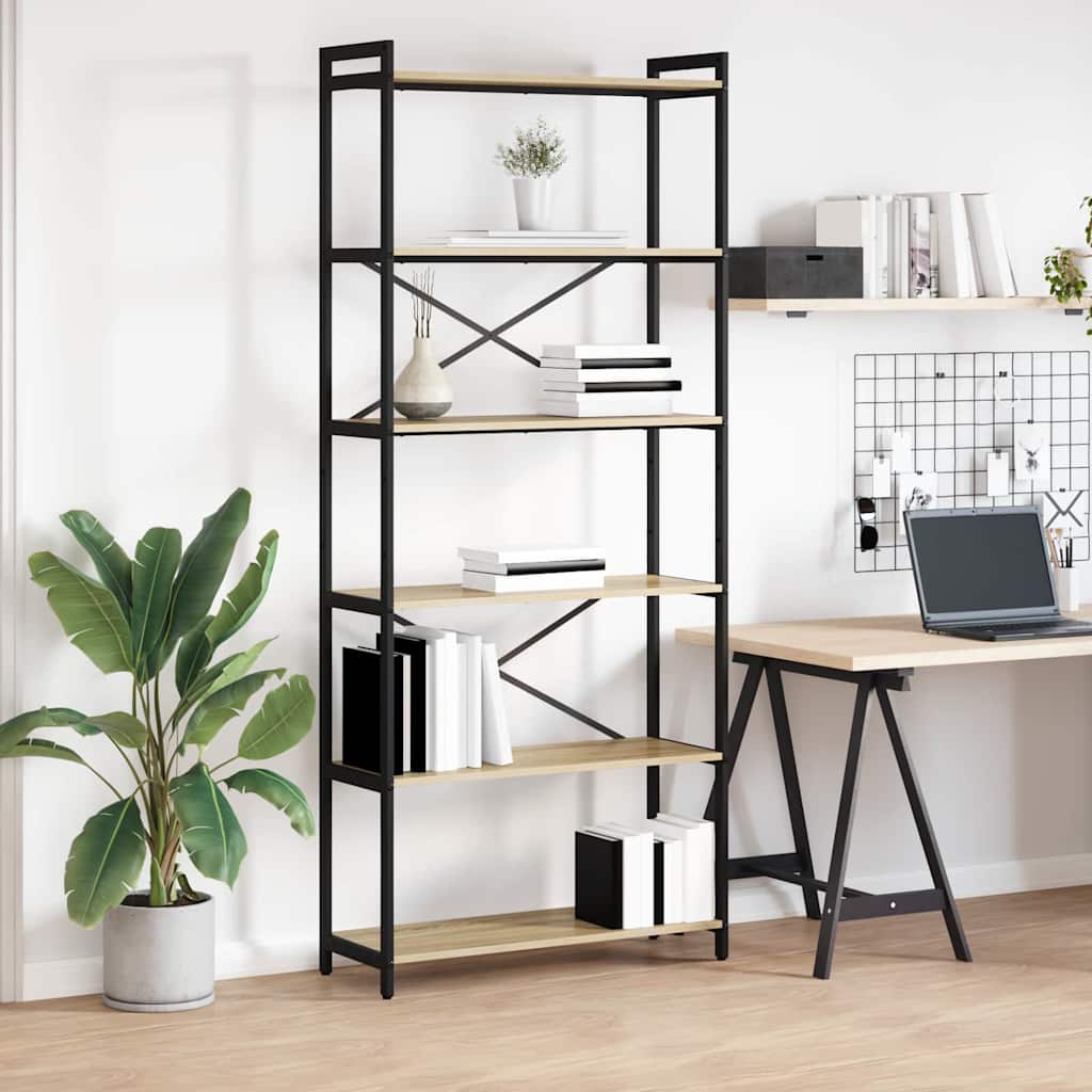 vidaXL Bookshelf 80 x 30 x 189.5 cm Engineered Wood Sonoma Oak