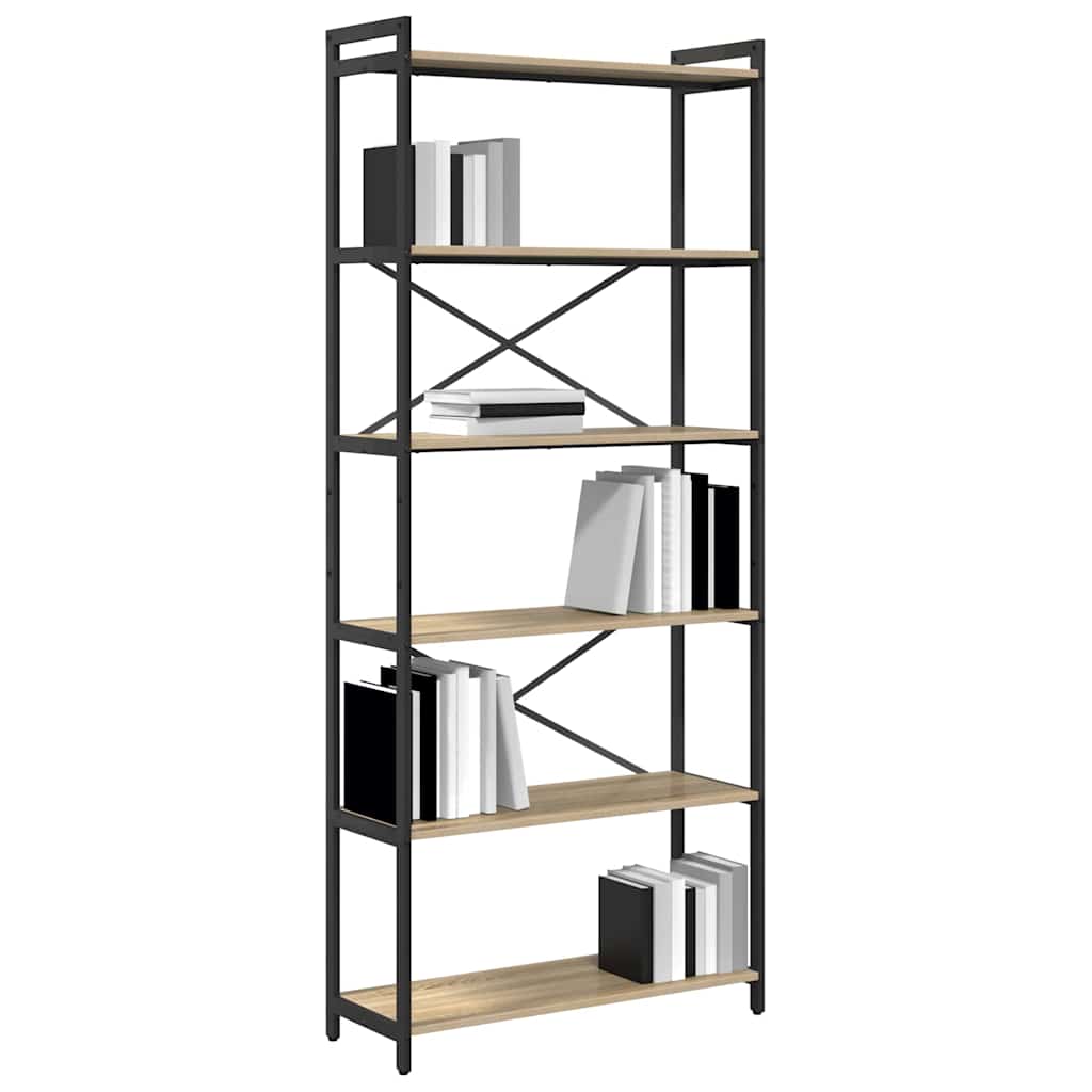 vidaXL Bookshelf 80 x 30 x 189.5 cm Engineered Wood Sonoma Oak