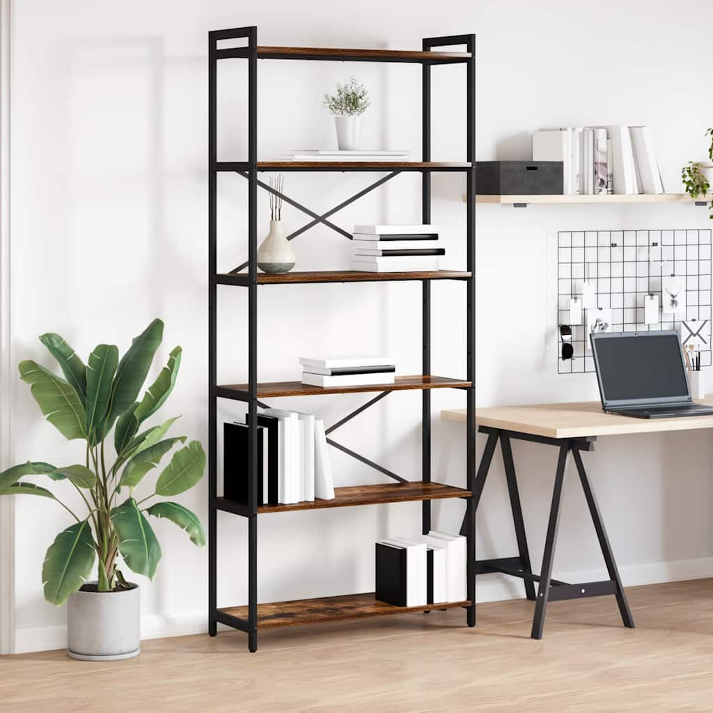 vidaXL Bookshelf 80 x 30 x 189.5 cm Engineered Wood Smoked Oak