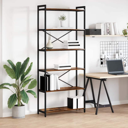 vidaXL Bookshelf 80 x 30 x 189.5 cm Engineered Wood Smoked Oak