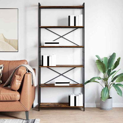 vidaXL Bookshelf 80 x 30 x 189.5 cm Engineered Wood Smoked Oak