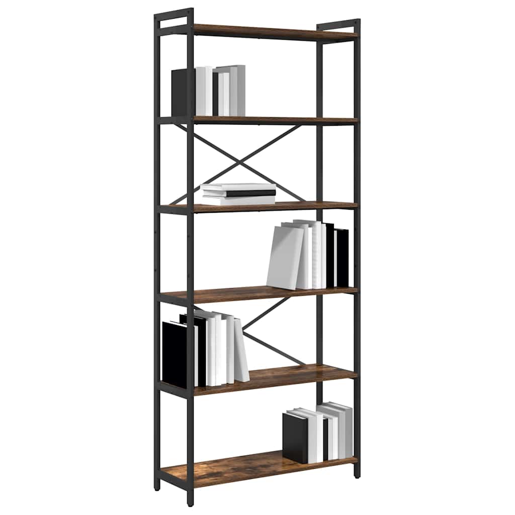 vidaXL Bookshelf 80 x 30 x 189.5 cm Engineered Wood Smoked Oak