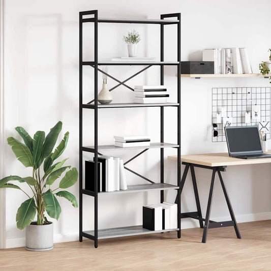 vidaXL Bookshelf 80 x 30 x 189.5 cm Engineered Wood Grey sonoma
