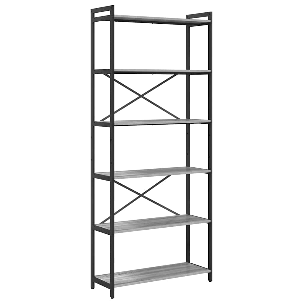 vidaXL Bookshelf 80 x 30 x 189.5 cm Engineered Wood Grey sonoma