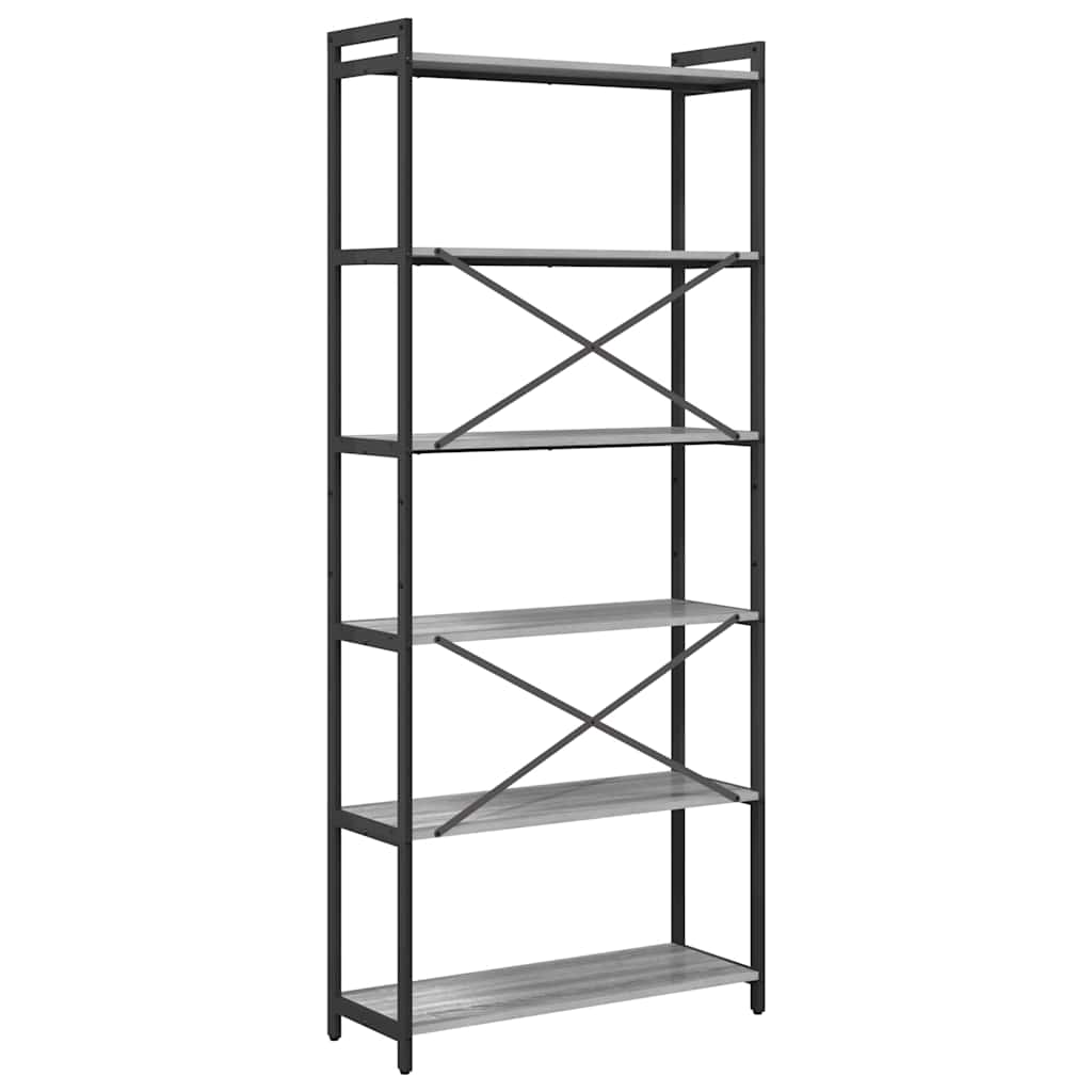 vidaXL Bookshelf 80 x 30 x 189.5 cm Engineered Wood Grey sonoma