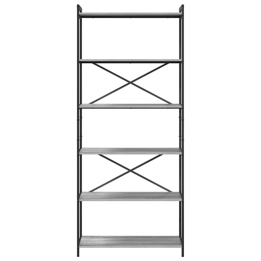 vidaXL Bookshelf 80 x 30 x 189.5 cm Engineered Wood Grey sonoma
