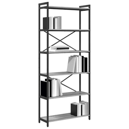 vidaXL Bookshelf 80 x 30 x 189.5 cm Engineered Wood Grey sonoma