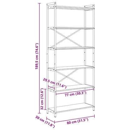 vidaXL Bookshelf Artisan Oak 80 x 30 x 189.5 cm Engineered Wood