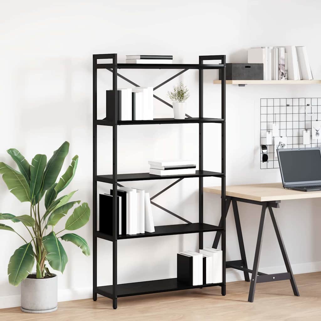 vidaXL Bookshelf 80 x 30 x 155 cm Engineered Wood Black Oak