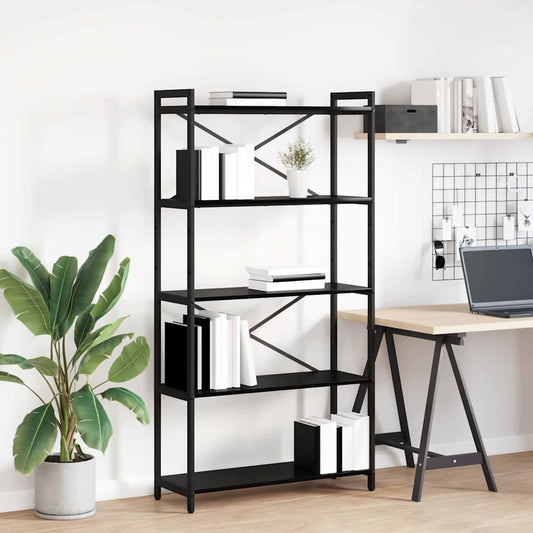 vidaXL Bookshelf 80 x 30 x 155 cm Engineered Wood Black Oak
