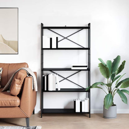 vidaXL Bookshelf 80 x 30 x 155 cm Engineered Wood Black Oak