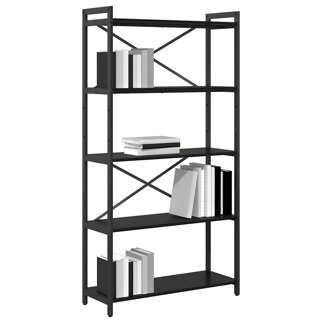 vidaXL Bookshelf 80 x 30 x 155 cm Engineered Wood Black Oak