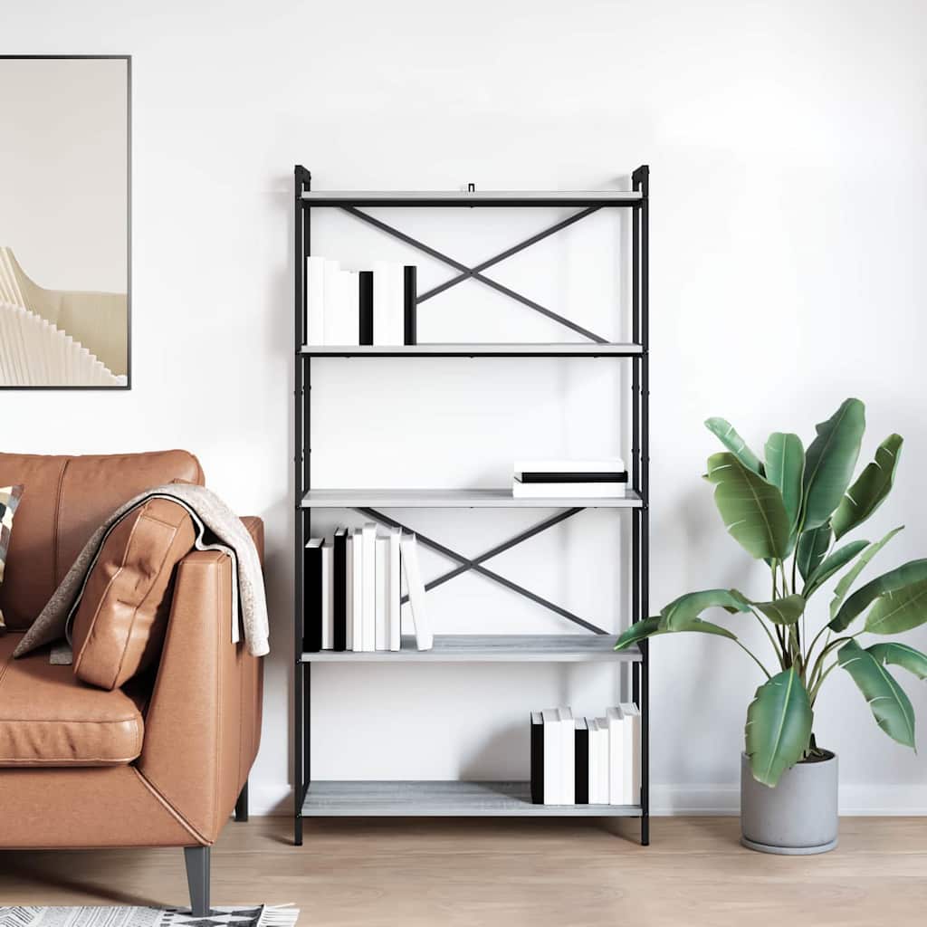 vidaXL Bookshelf 80 x 30 x 155 cm Engineered Wood Grey sonoma