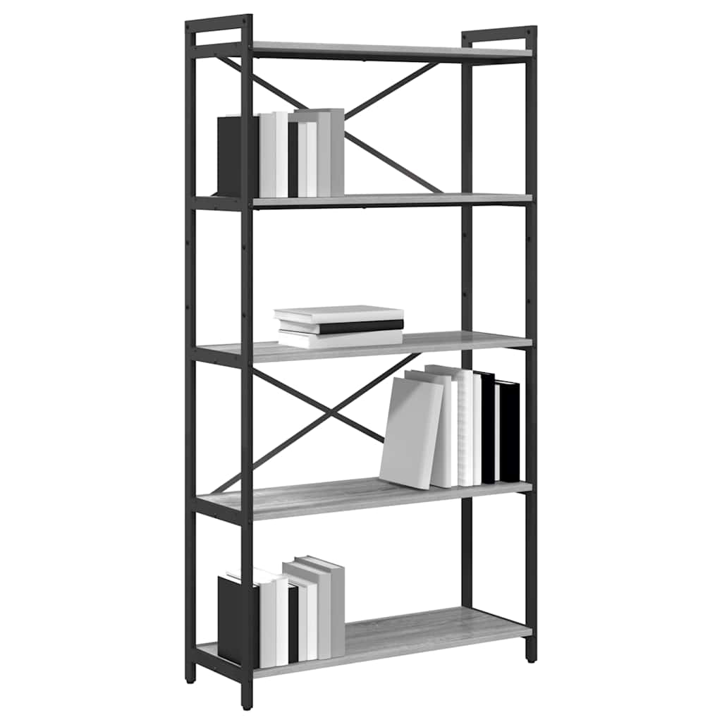 vidaXL Bookshelf 80 x 30 x 155 cm Engineered Wood Grey sonoma