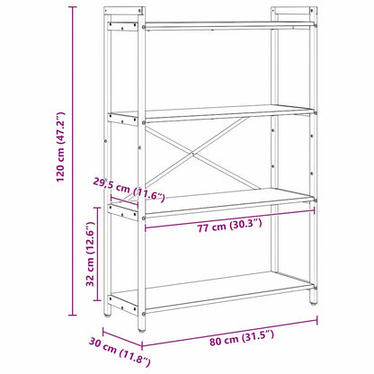 vidaXL Bookshelf Smoked Oak 80 x 30 x 120 cm Engineered Wood