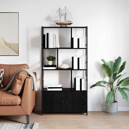 vidaXL Bookshelf 80 x 30 x 155.5 cm Engineered Wood Black Oak