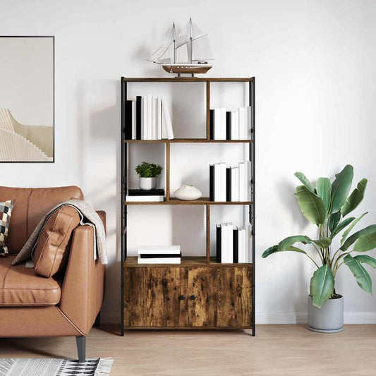 vidaXL Bookshelf 80 x 30 x 155.5 cm Engineered Wood Smoked Oak