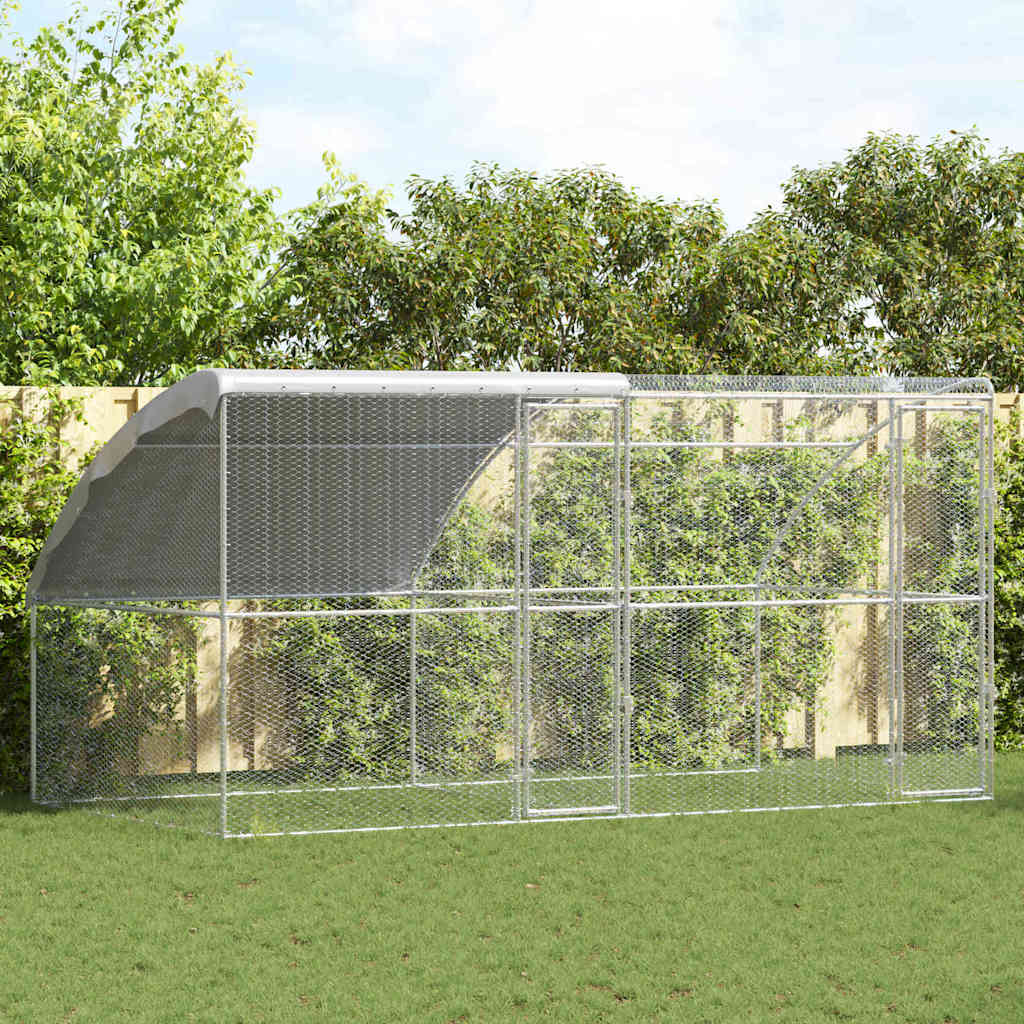 vidaXL Chicken Cage Silver 400 x 200 x 198.5 cm Galvanised steel