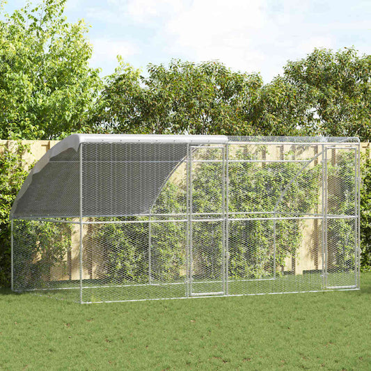 vidaXL Chicken Cage Silver 400 x 200 x 198.5 cm Galvanised steel