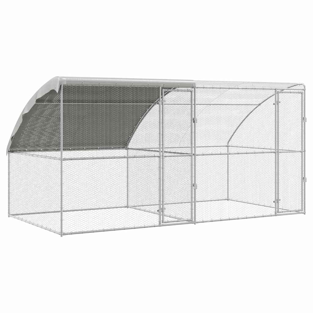 vidaXL Chicken Cage Silver 400 x 200 x 198.5 cm Galvanised steel