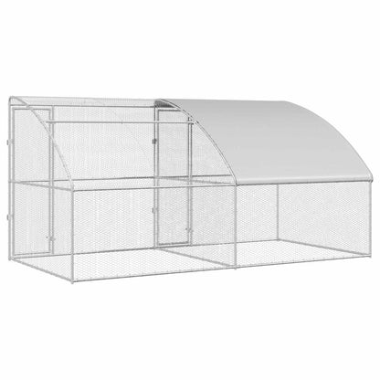vidaXL Chicken Cage 2 pcs Silver 400 x 200 x 200 cm Steel and PE