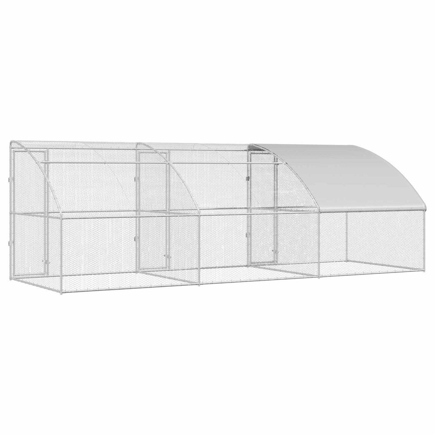 vidaXL Chicken Cage 3 pcs Silver 600 x 200 x 200 cm Steel and PE