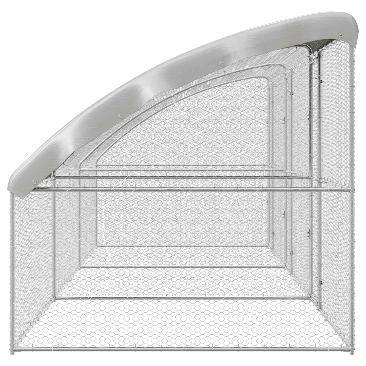 vidaXL Chicken Cage 3 pcs Silver 600 x 200 x 200 cm Steel and PE