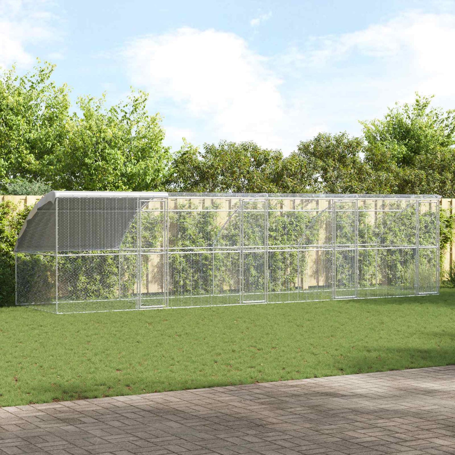vidaXL Chicken Cage 4 pcs Silver 800 x 200 x 200 cm Steel and PE