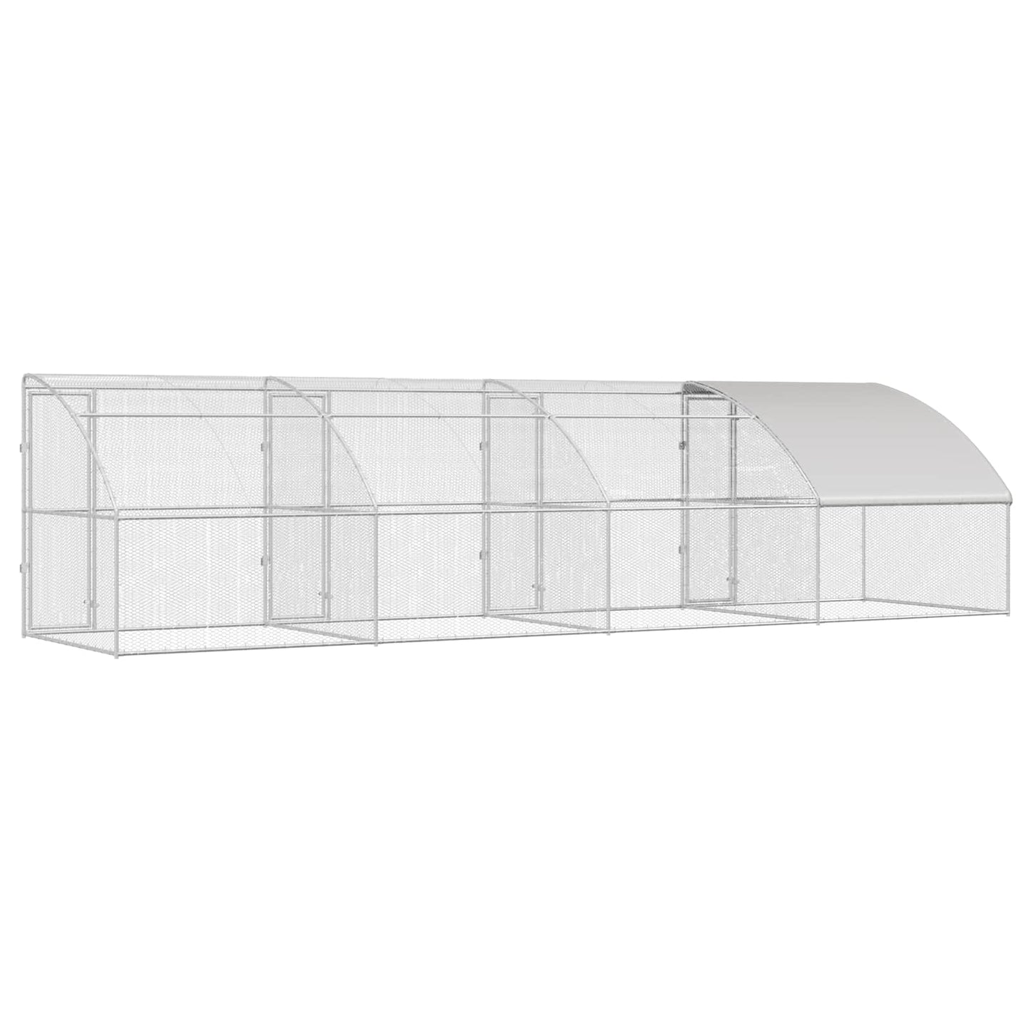 vidaXL Chicken Cage 4 pcs Silver 800 x 200 x 200 cm Steel and PE