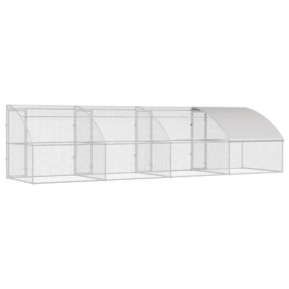 vidaXL Chicken Cage 4 pcs Silver 800 x 200 x 200 cm Steel and PE