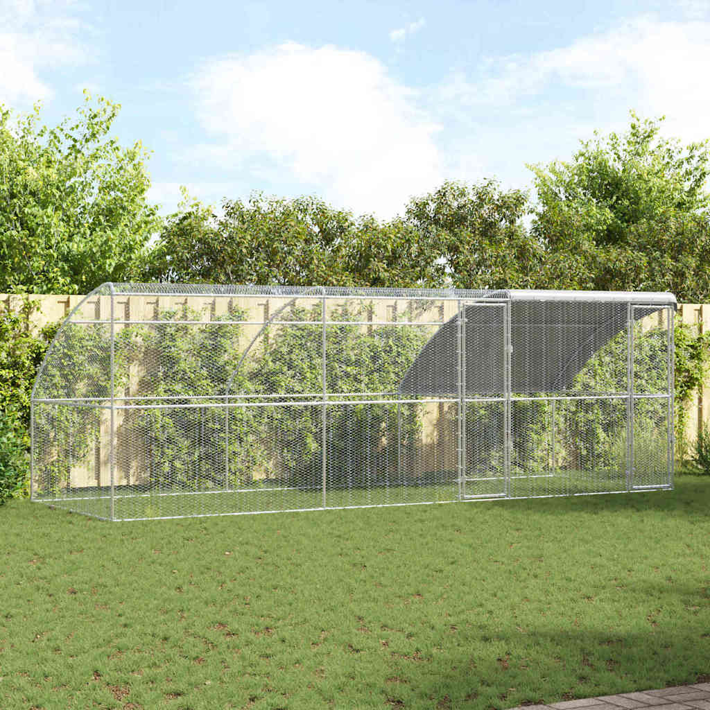 vidaXL Chicken Cage Silver 600 x 200 x 198.5 cm Galvanised steel