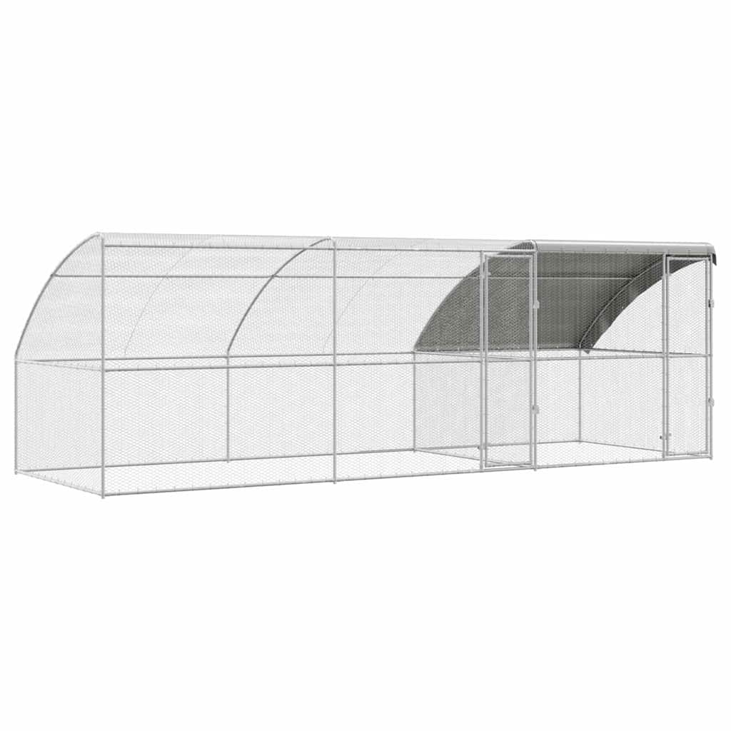 vidaXL Chicken Cage Silver 600 x 200 x 198.5 cm Galvanised steel