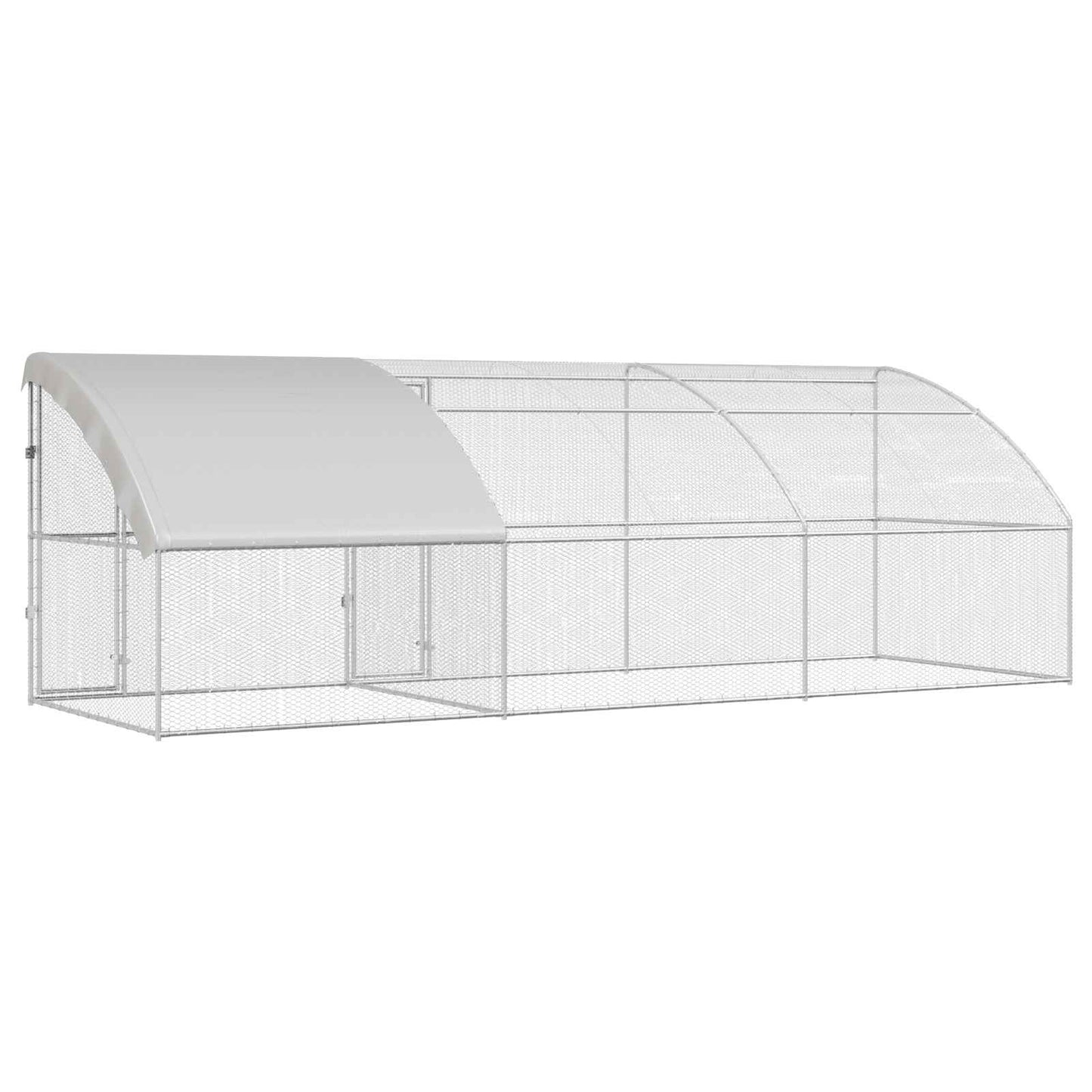 vidaXL Chicken Cage 3 pcs Silver 600 x 200 x 200 cm Steel and PE