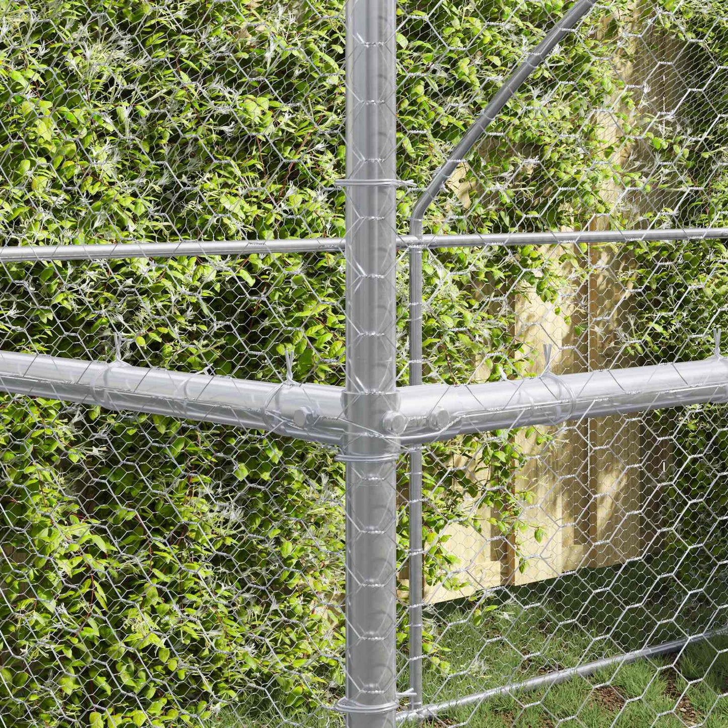 vidaXL Chicken Cage 4 pcs Silver 800 x 200 x 200 cm Steel and PE