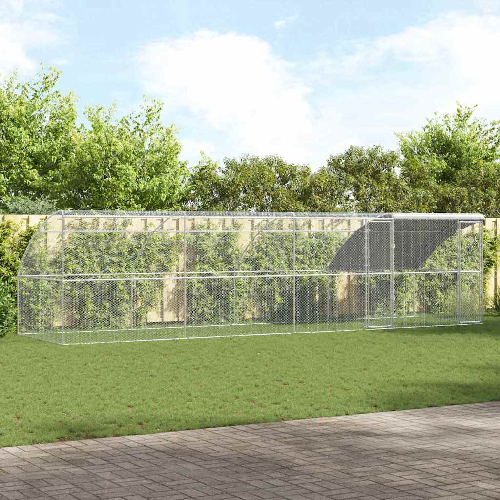 vidaXL Chicken Cage Silver 800 x 200 x 198.5 cm Galvanised steel
