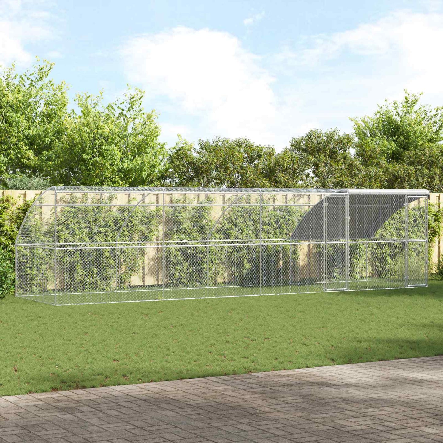 vidaXL Chicken Cage 4 pcs Silver 800 x 200 x 200 cm Steel and PE
