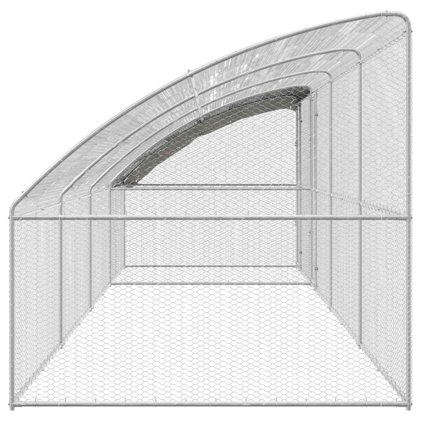 vidaXL Chicken Cage 4 pcs Silver 800 x 200 x 200 cm Steel and PE