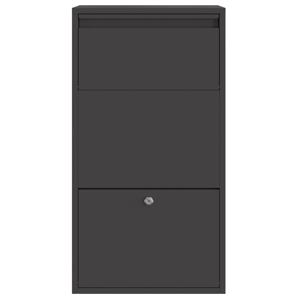 vidaXL Parcel Drop Box with Storage Black 44 x 22 x 82 cm Steel