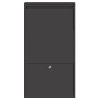 vidaXL Parcel Drop Box with Storage Black 44 x 22 x 82 cm Steel
