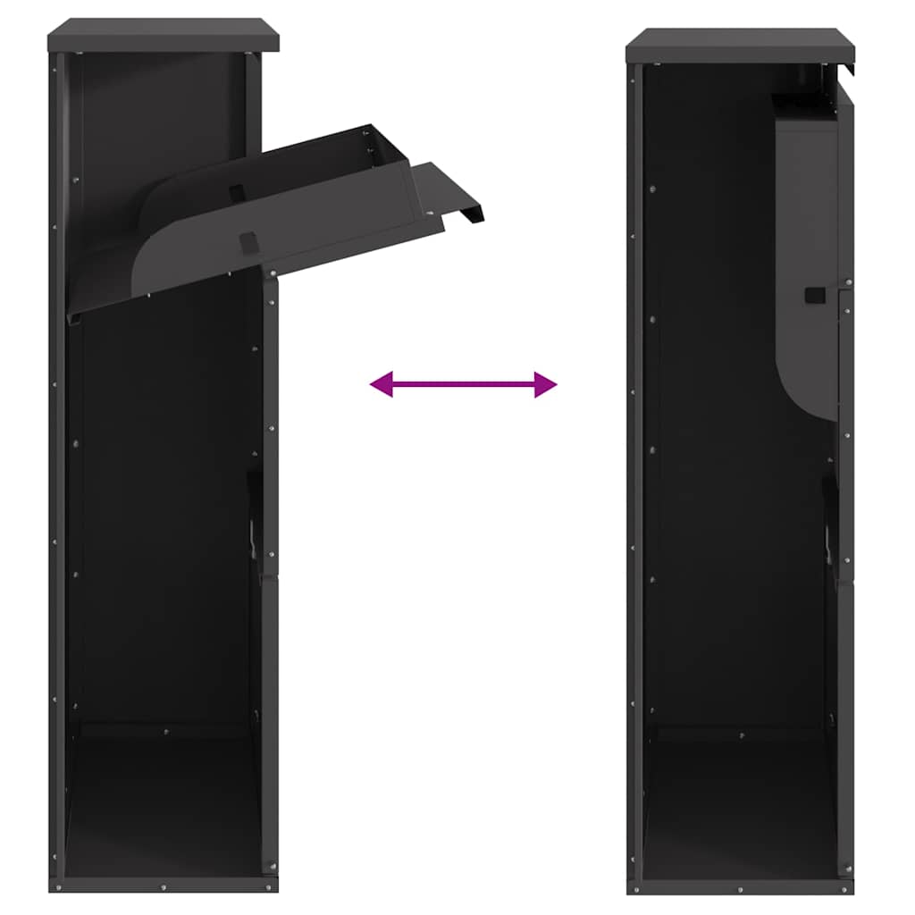 vidaXL Parcel Drop Box with Storage Black 44 x 22 x 82 cm Steel