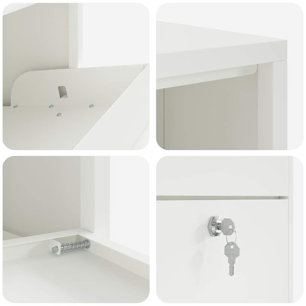 vidaXL Parcel Drop Box with Storage White 44 x 22 x 82 cm Steel