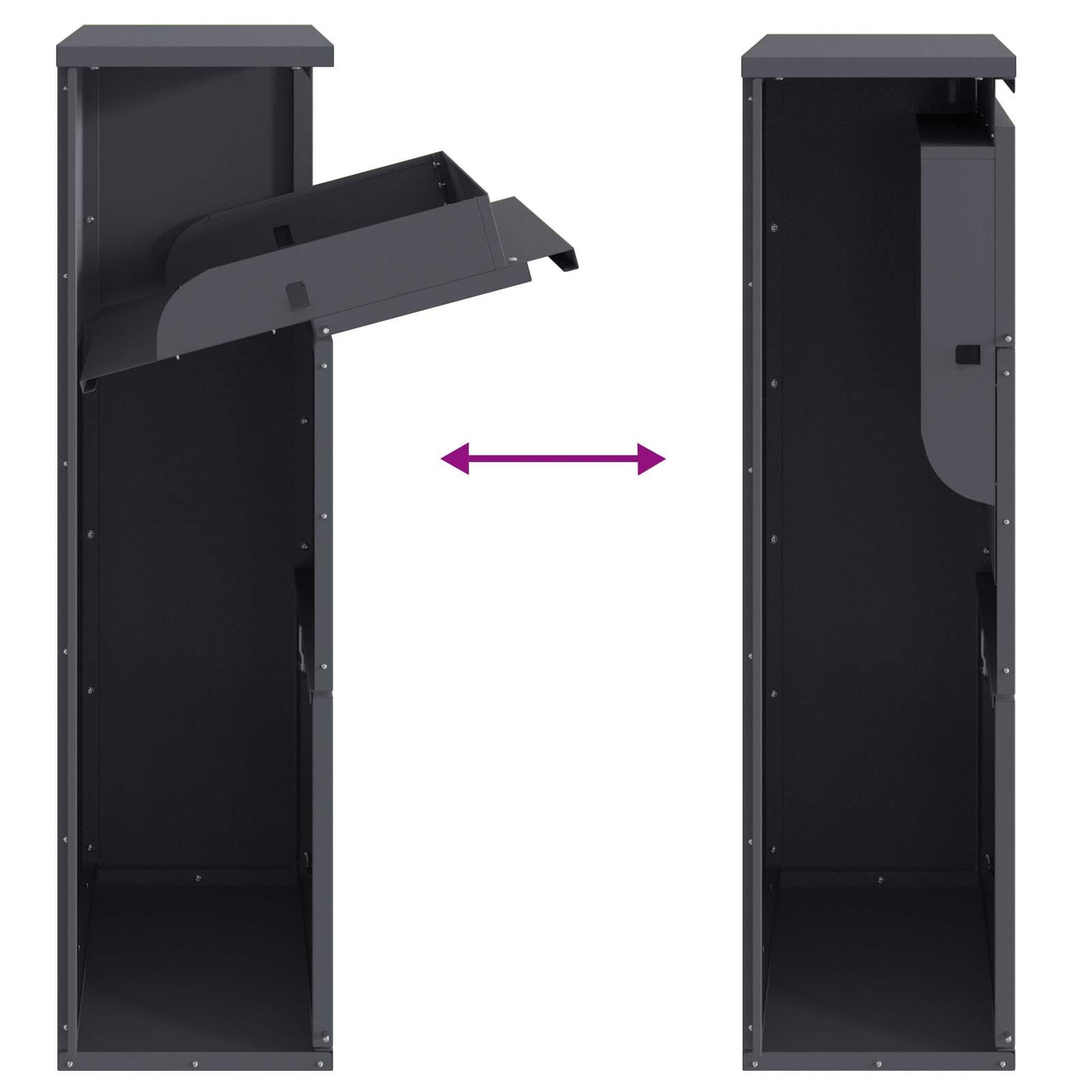 vidaXL Parcel Drop Box with Storage Anthracite 44 x 22 x 82 cm Steel